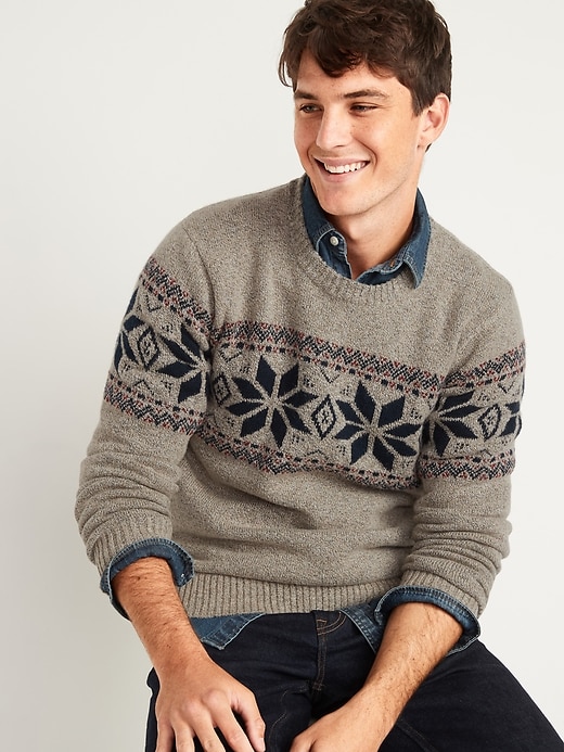 View large product image 1 of 2. Cozy Fair Isle Crew-Neck Sweater