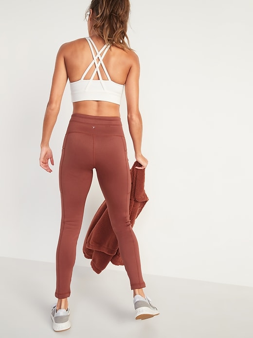 Image number 2 showing, High-Waisted Built-In Warm Fleece-Lined Performance Leggings