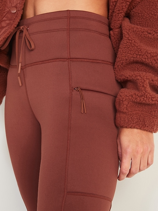 Image number 3 showing, High-Waisted Built-In Warm Fleece-Lined Performance Leggings