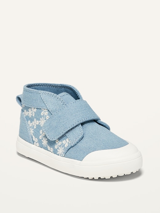 View large product image 1 of 4. Unisex Mid-Top Chambray Chukka Sneakers for Toddler