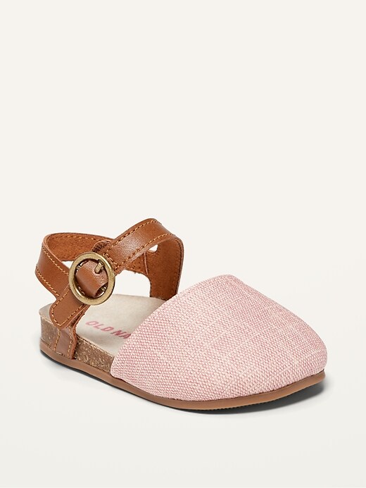 View large product image 1 of 1. Textured Ankle-Strap Clog Flats for Baby