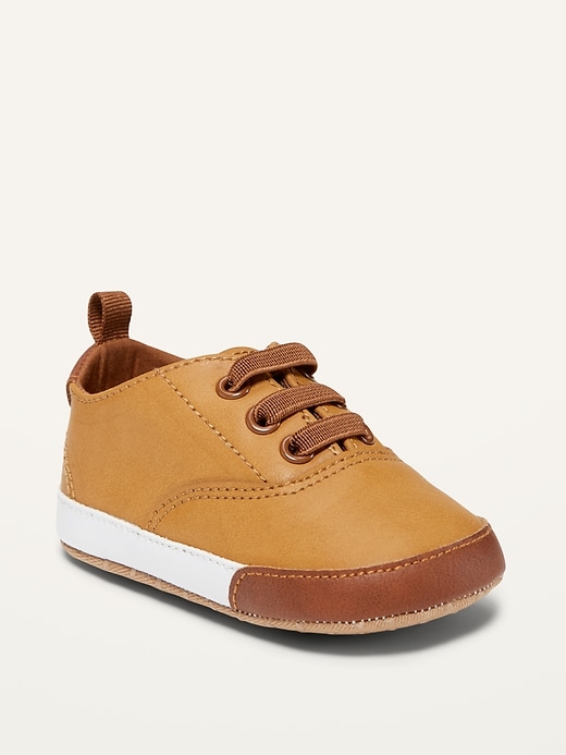 View large product image 1 of 1. Color-Blocked Faux-Leather Sneakers for Baby