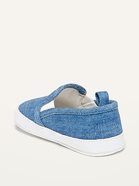 View large product image 3 of 4. Unisex Chambray Slip-On Sneakers for Baby