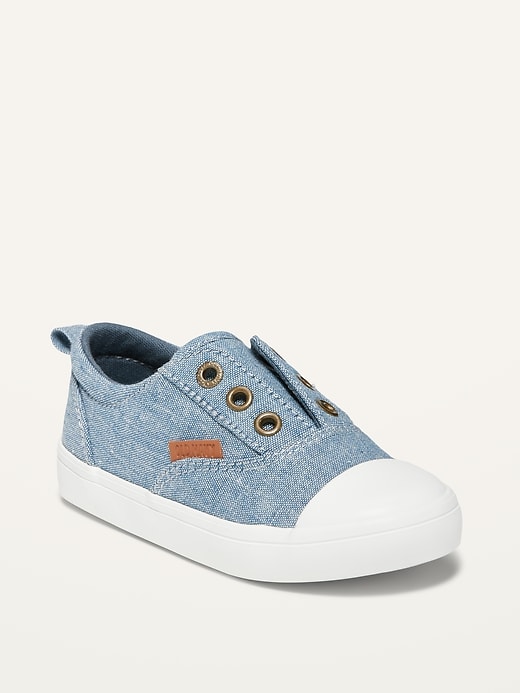 View large product image 1 of 4. Unisex Laceless Canvas Slip-On Sneakers for Toddler