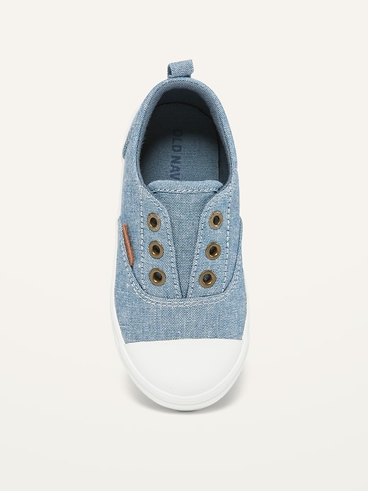 View large product image 2 of 4. Unisex Laceless Canvas Slip-On Sneakers for Toddler