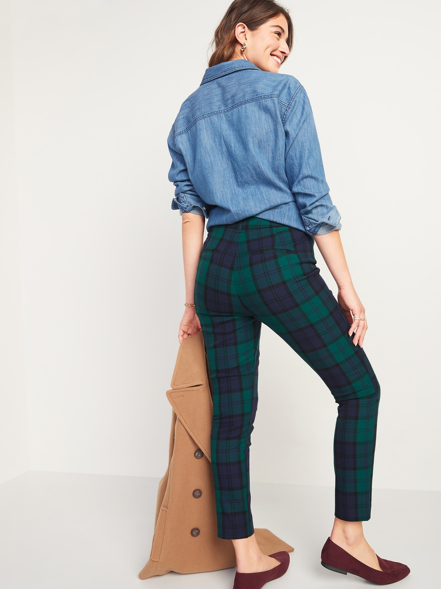 Fashion old navy green plaid pants