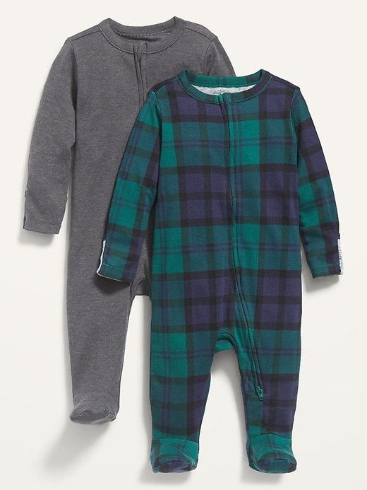 View large product image 1 of 2. Unisex Footed One-Piece 2-Pack for Baby