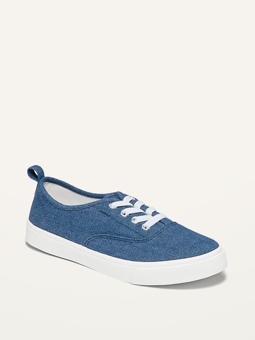 View large product image 1 of 3. Gender-Neutral Lace-Up Chambray Sneakers for Kids