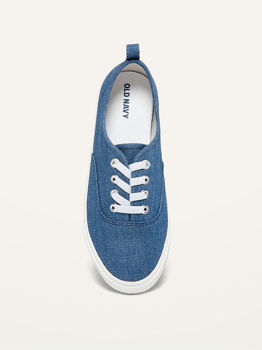 View large product image 2 of 3. Gender-Neutral Lace-Up Chambray Sneakers for Kids