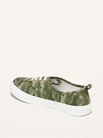 View large product image 3 of 3. Gender-Neutral Camo-Print Lace-Up Twill Sneakers for Kids