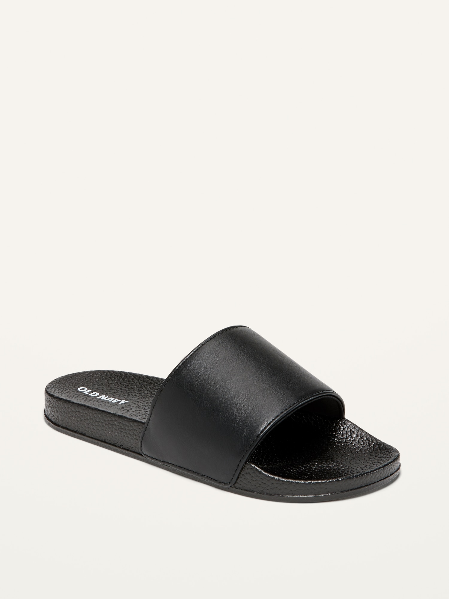 Gender-Neutral Faux-Leather Slide Sandals For Kids | Old Navy
