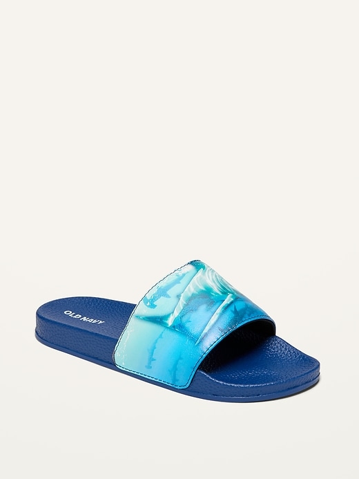 View large product image 1 of 1. Gender-Neutral Faux-Leather Slide Sandals For Kids
