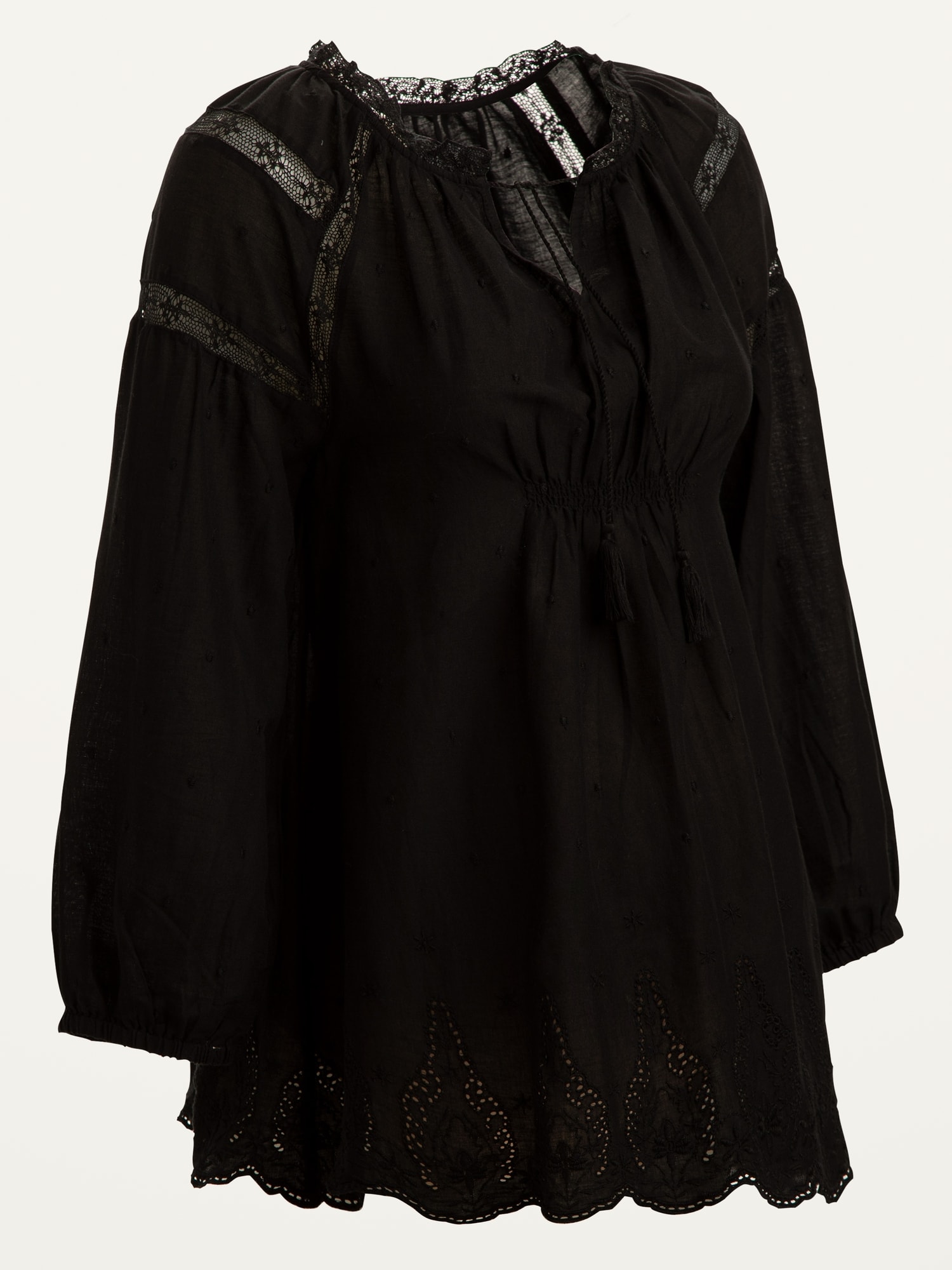 Maternity LaceTrim TieNeck Poet Blouse Old Navy