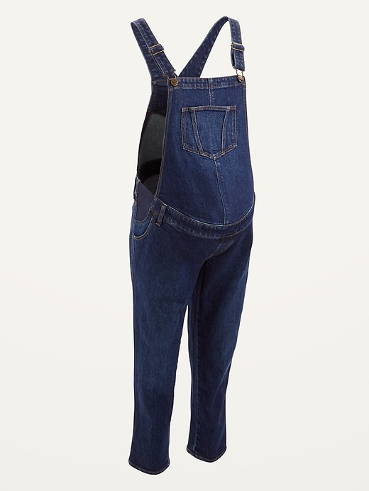 View large product image 1 of 1. Maternity Side-Panel Jean Overalls