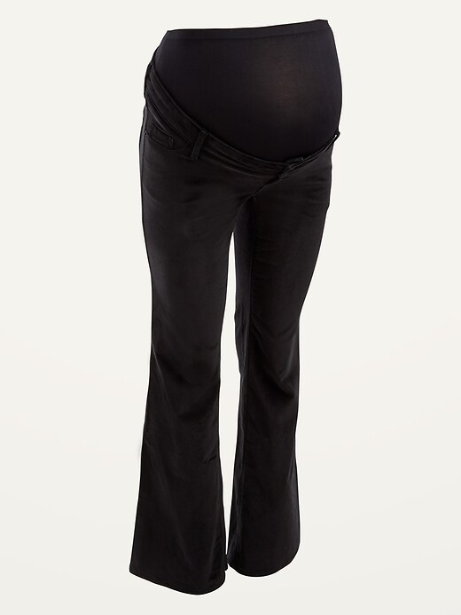 View large product image 1 of 1. Maternity Premium Full Panel Velvet Flare Jeans