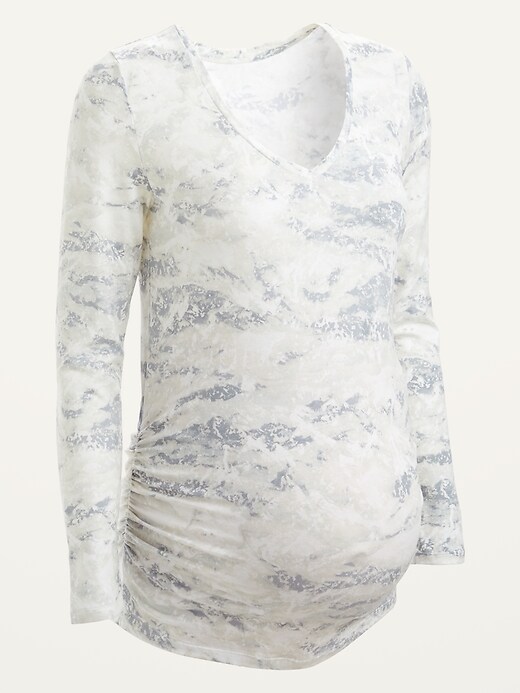 View large product image 1 of 1. Maternity Tie-Dye V-Neck Long-Sleeve Top