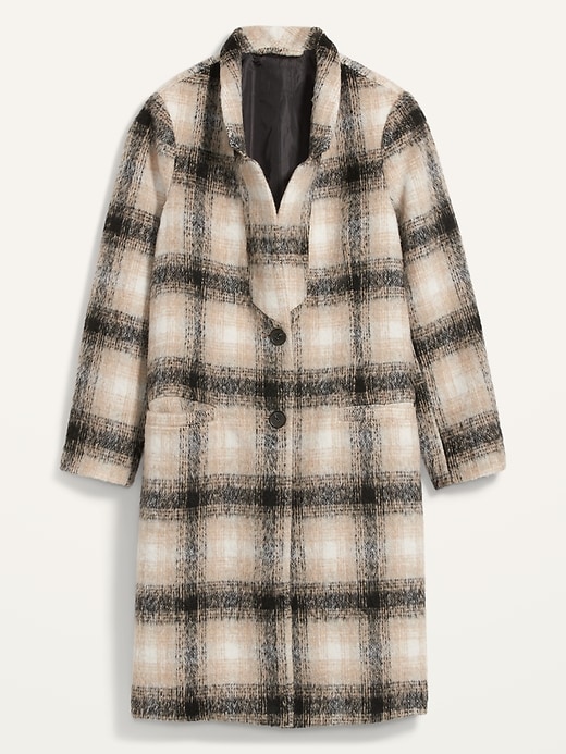 Image number 4 showing, Oversized Soft-Brushed Plaid Overcoat for Women