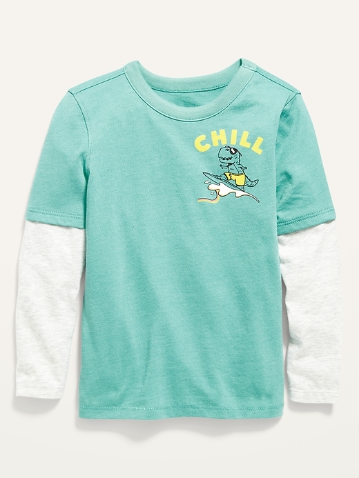 View large product image 1 of 2. 2-in-1 Long-Sleeve Graphic Tee for Toddler Boys