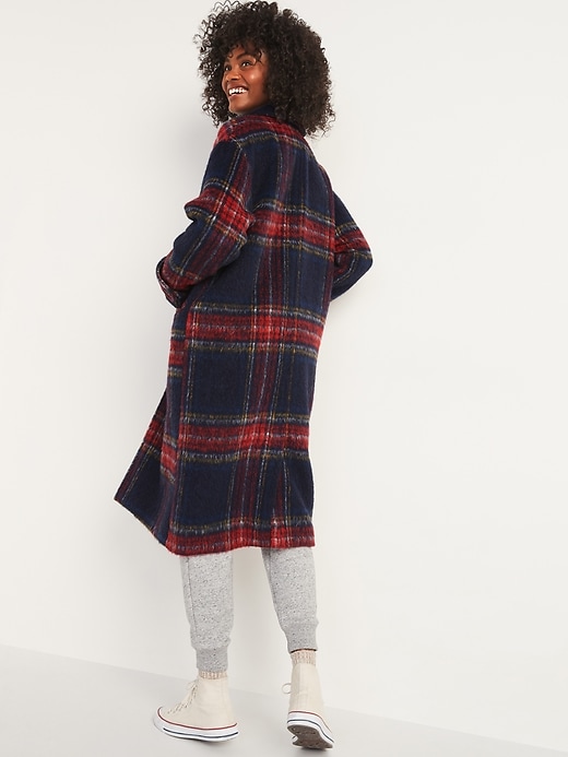 Image number 2 showing, Oversized Soft-Brushed Plaid Button-Front Coat for Women