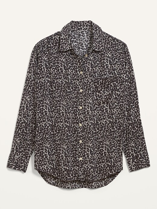 Image number 4 showing, Oversized Boyfriend Leopard-Print Shirt for Women