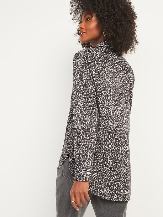 Image number 2 showing, Oversized Boyfriend Leopard-Print Shirt for Women