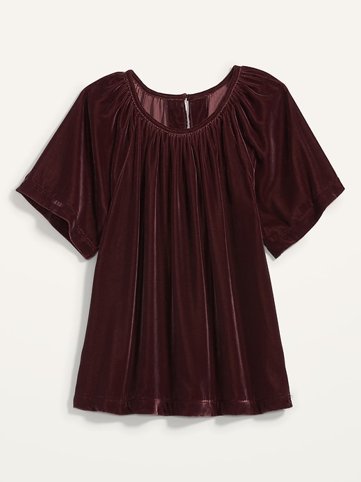 View large product image 2 of 2. Shirred Velvet Short-Sleeve Top for Women