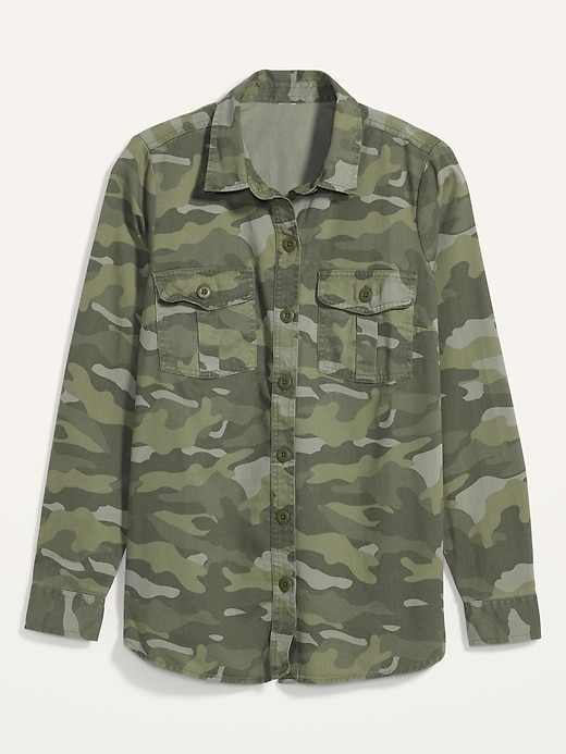 View large product image 2 of 2. Relaxed Twill Utility-Pocket Tunic Shirt