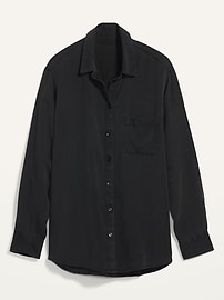 View large product image 3 of 3. Oversized Boyfriend Black Chambray Shirt for Women