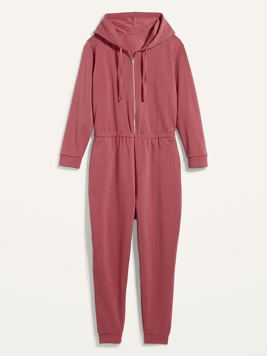 View large product image 2 of 2. Cozy Zip-Front Plus-Size Hoodie Jumpsuit