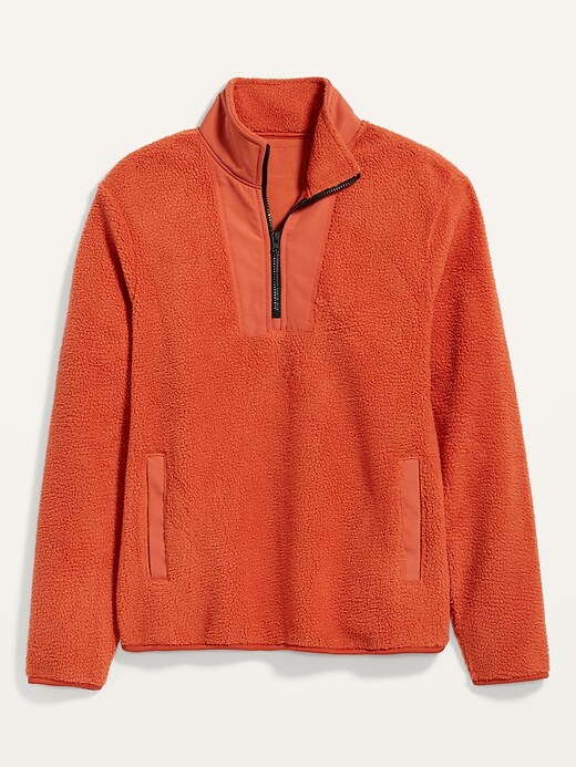 View large product image 2 of 2. Cozy Sherpa Half Zip Mock-Neck Sweatshirt