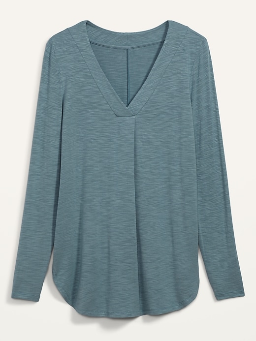 View large product image 2 of 2. Luxe Slub-Knit Long-Sleeve Tunic Tee