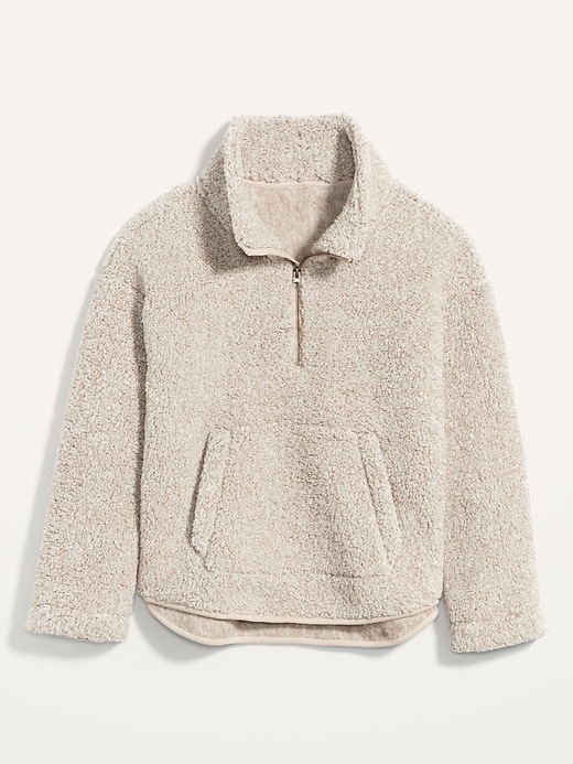 Relaxed Cozy Sherpa Half-Zip Sweatshirt for Women | Old Navy