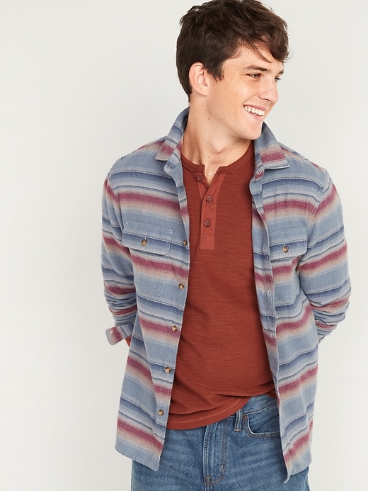 View large product image 1 of 2. Regular-Fit Built-In Flex Patterned Flannel Shirt