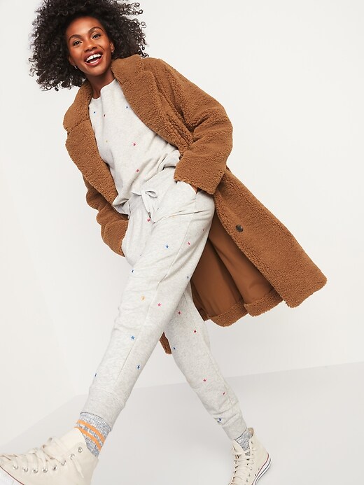 Image number 1 showing, Oversized Cozy Sherpa Overcoat for Women