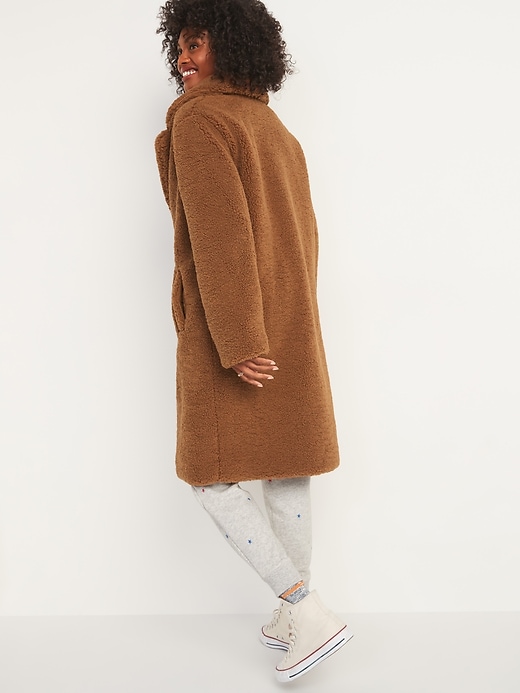 Image number 2 showing, Oversized Cozy Sherpa Overcoat for Women