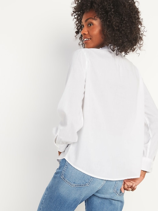 Ruffled Pintucked-Yoke Popover Blouse for Women | Old Navy