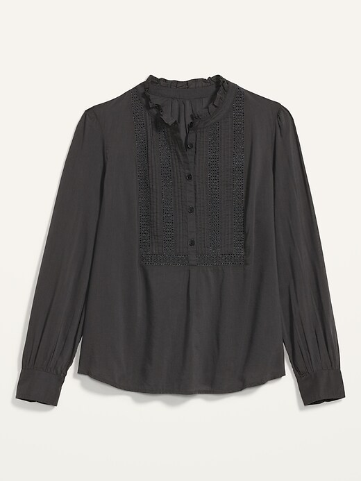 View large product image 2 of 2. Ruffled Pintucked-Yoke Popover Blouse for Women