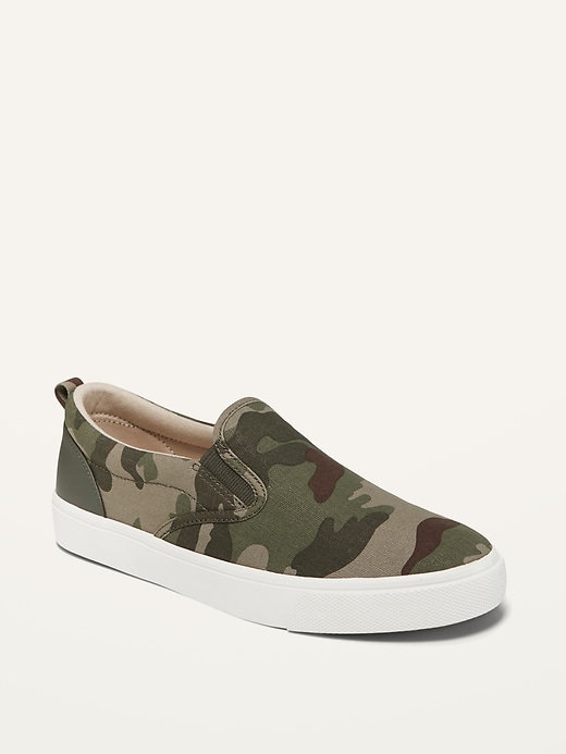 View large product image 1 of 2. Gender-Neutral Camo-Print Canvas Slip-Ons For Kids