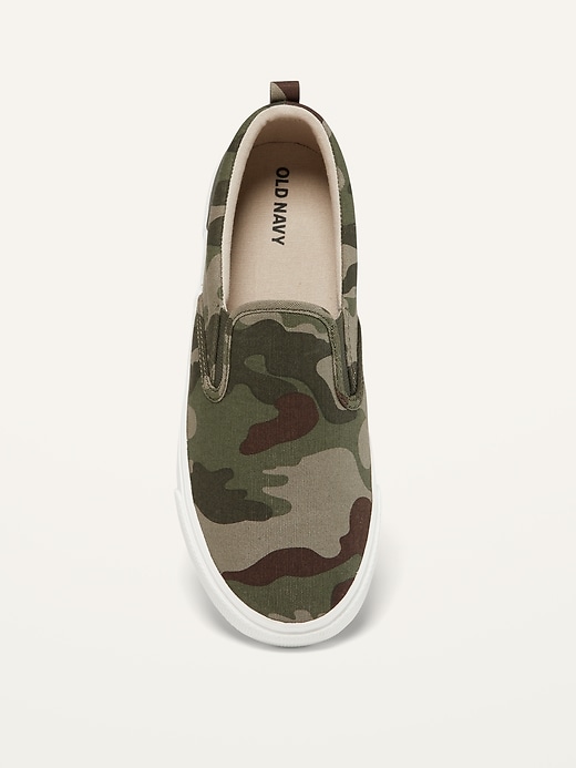 View large product image 2 of 2. Gender-Neutral Camo-Print Canvas Slip-Ons For Kids