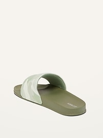 View large product image 3 of 3. Gender-Neutral Faux-Leather Camo Pool Slides for Kids
