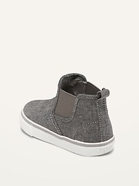 View large product image 3 of 4. Unisex Chambray Mid-Top Slip-On Sneakers for Toddler