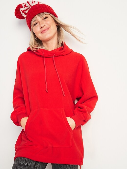 View large product image 1 of 2. Oversized Micro Performance Fleece Pullover Hoodie for Women