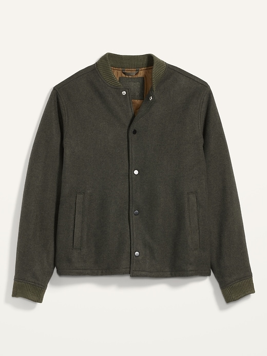 View large product image 2 of 2. Soft-Brushed Snap-Front Bomber Jacket