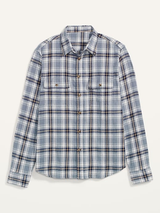 View large product image 2 of 2. Regular-Fit Built-In Flex Patterned Flannel Shirt