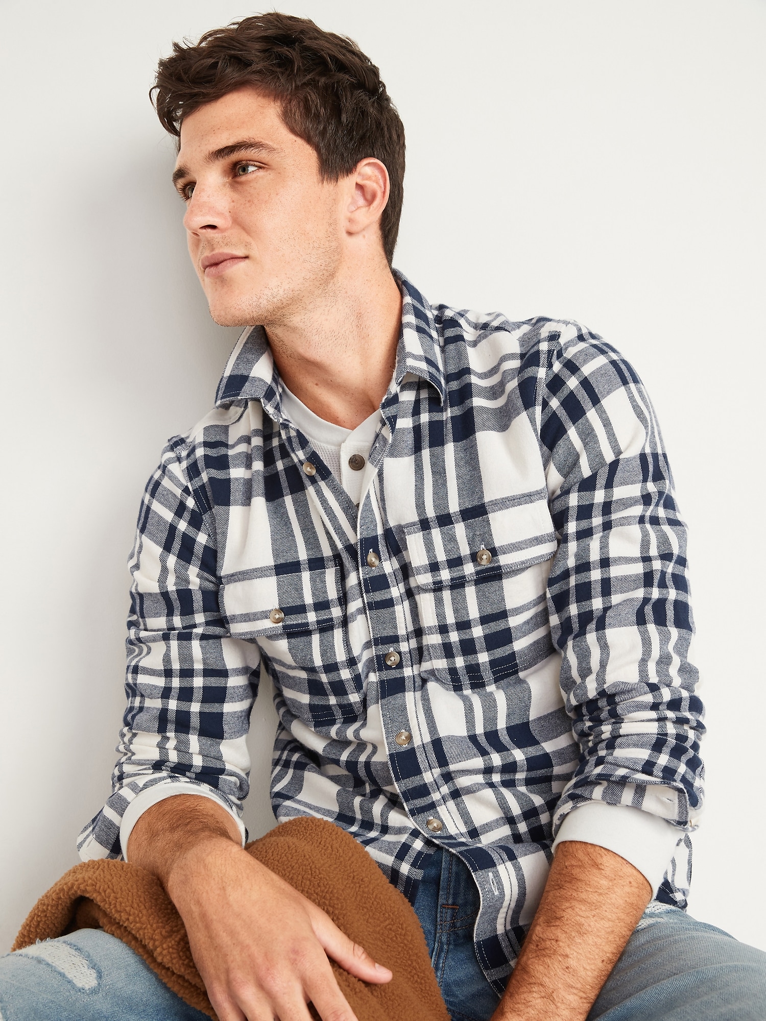 Regular-Fit Built-In Flex Patterned Flannel Shirt for Men | Old Navy