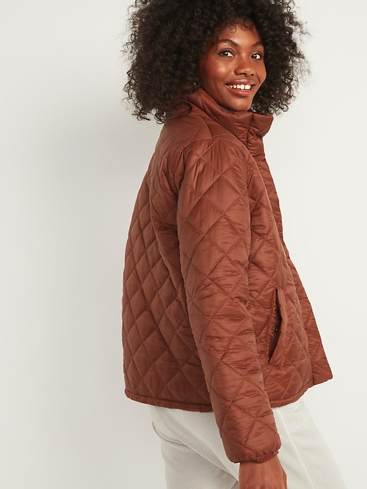 Image number 2 showing, Lightweight Diamond-Quilted Nylon Puffer Jacket for Women