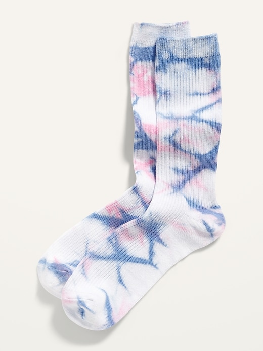 View large product image 1 of 1. Tie-Dyed Rib-Knit Crew Socks For Women