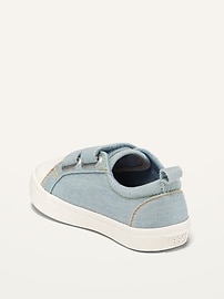 View large product image 3 of 4. Unisex Chambray Rainbow-Stitch Double-Strap Sneakers for Toddler