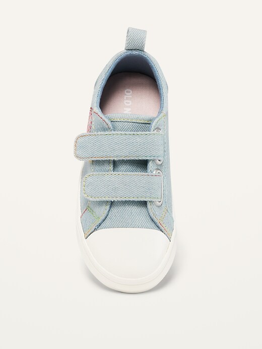 View large product image 2 of 4. Unisex Chambray Rainbow-Stitch Double-Strap Sneakers for Toddler
