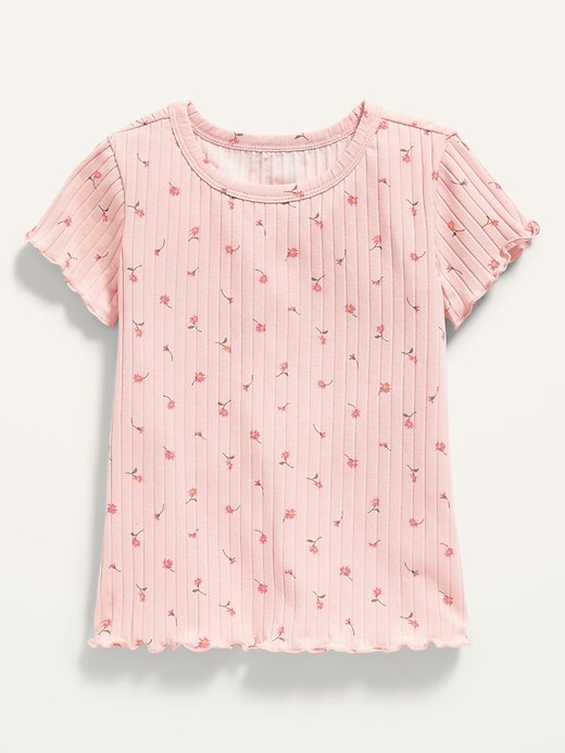 View large product image 1 of 1. Short-Sleeve Lettuce-Edged Tee for Toddler Girls